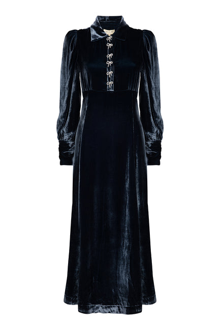 Calla Petrol Velvet Dress