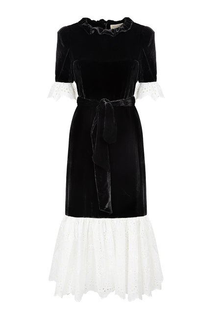 Aster Black Silk Velvet Dress