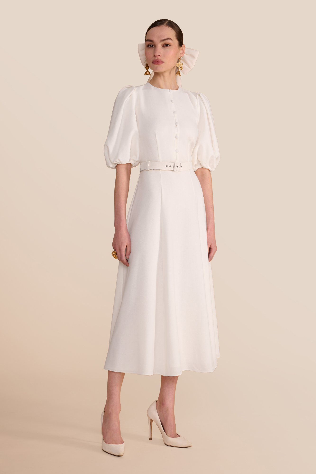 Rani Ivory Crepe Dress
