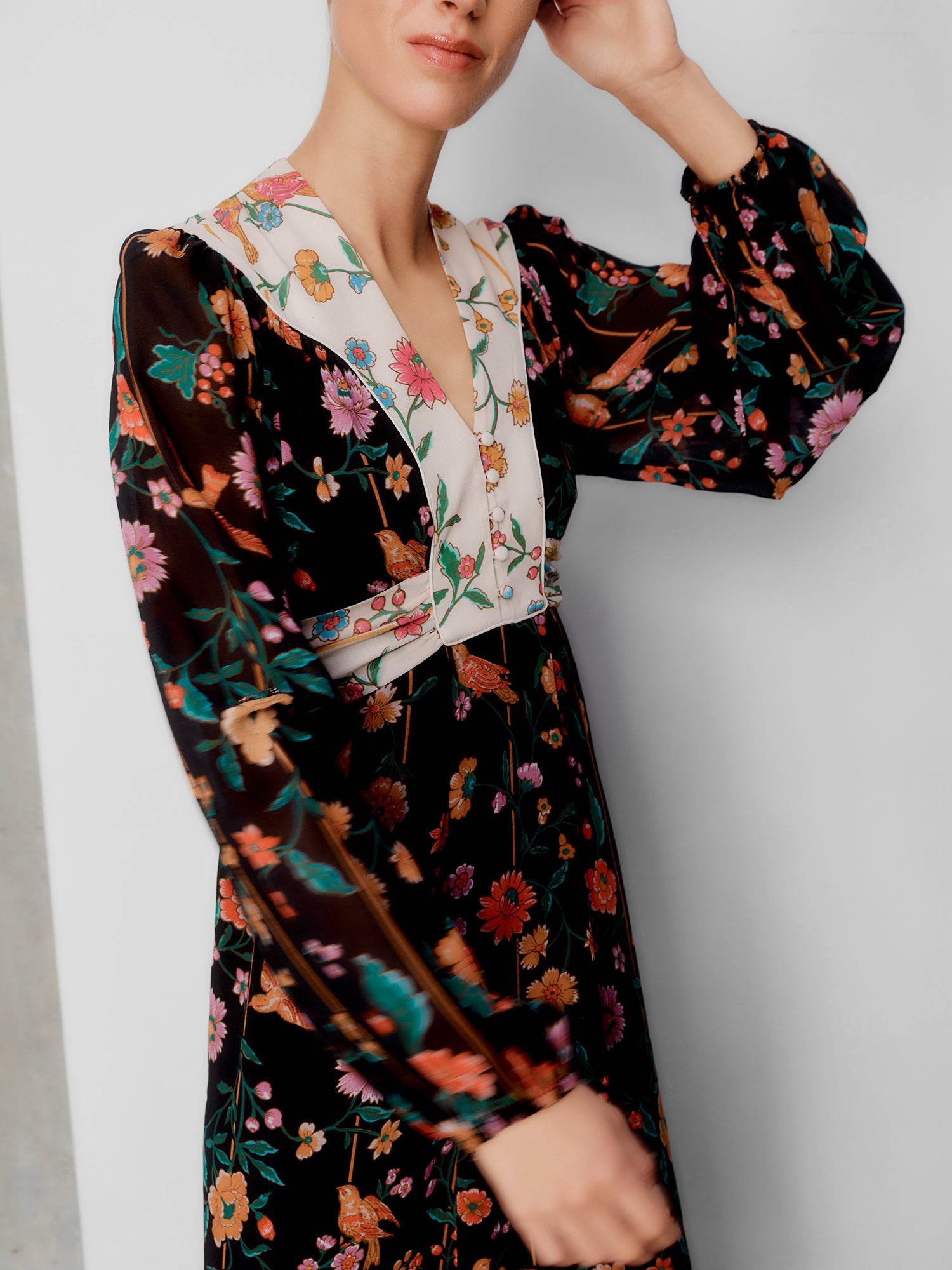 Rose Bamboo & Birds Dress