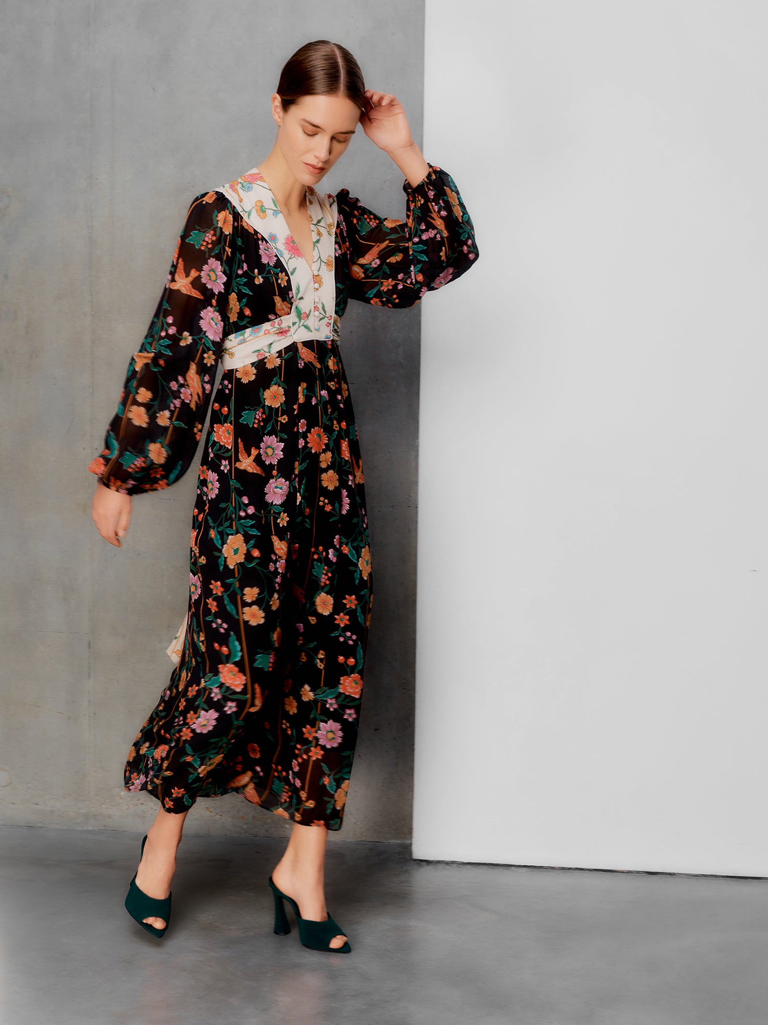 Rose Bamboo & Birds Dress