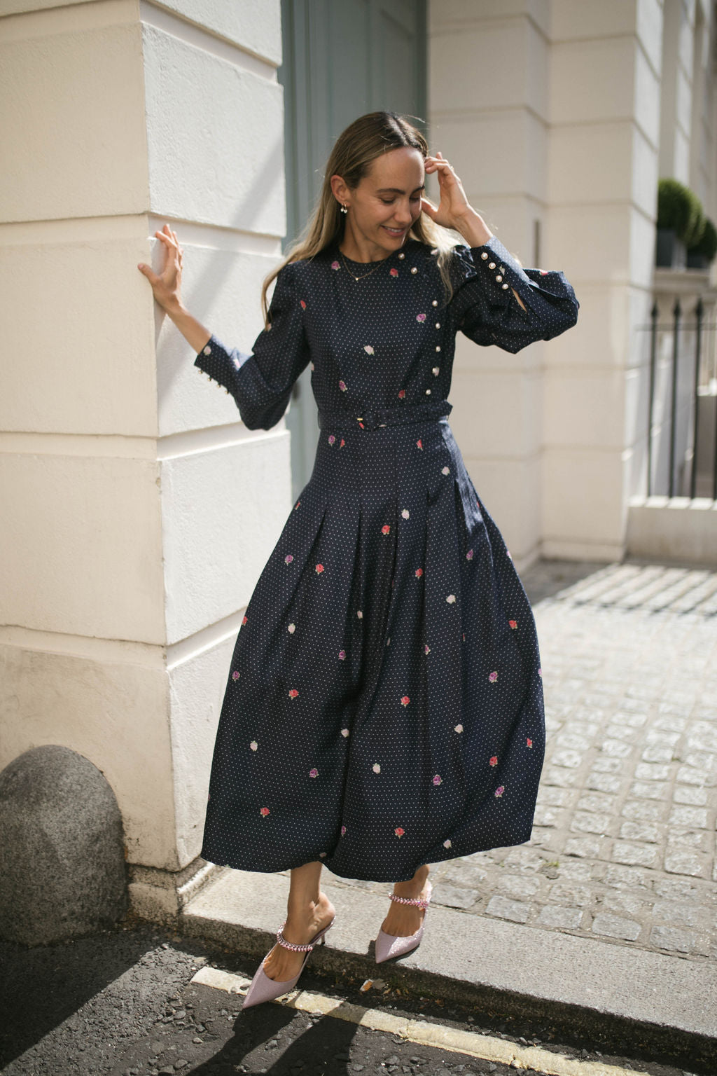 Odette Polka Floral Dress