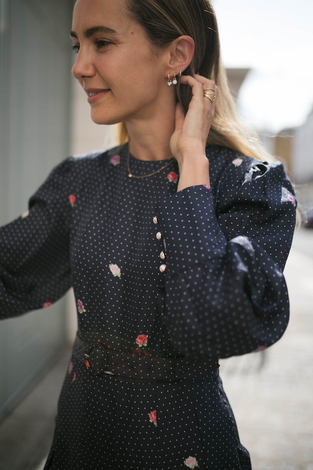 Odette Polka Floral Dress