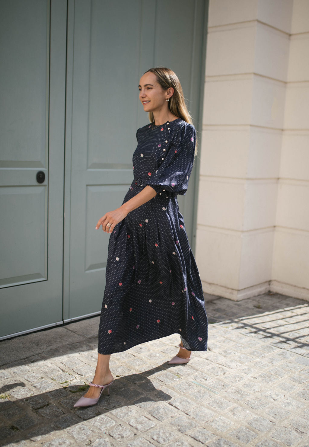 Odette Polka Floral Dress