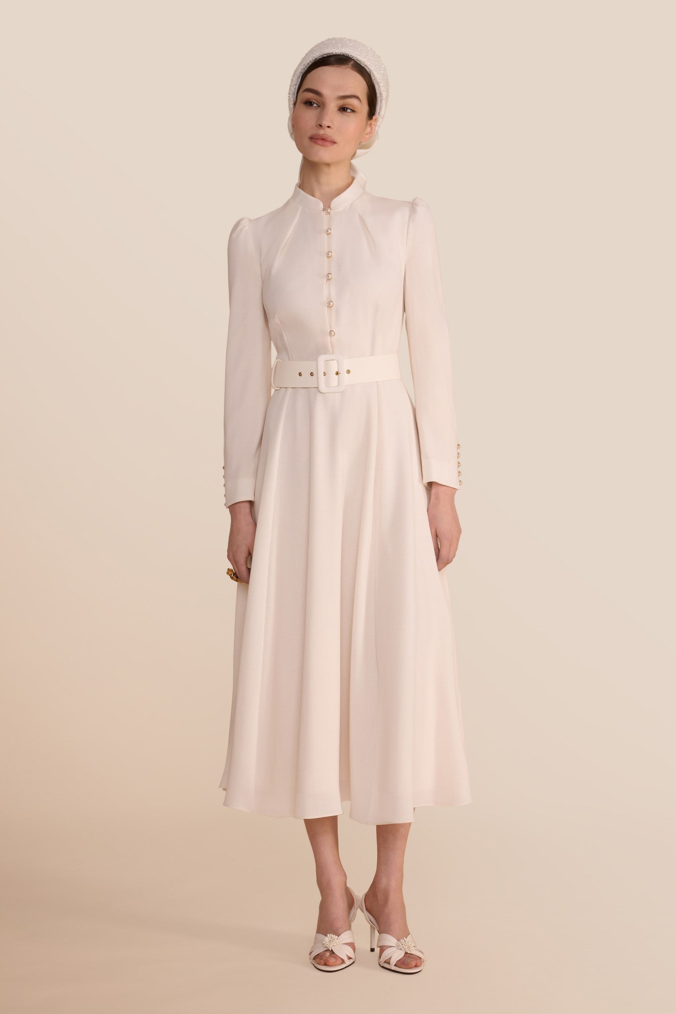 Ahana Cream Long Sleeve Dress | SS26 | Beulah London Ahana Cream Long Sleeve Dress | SS26 | Beulah London