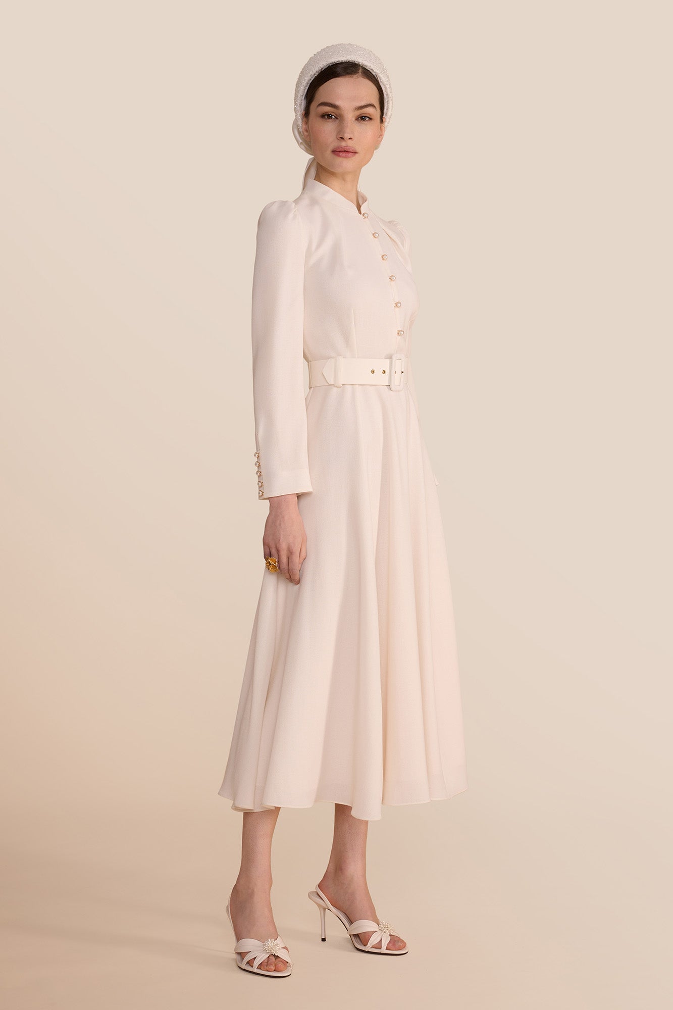 Ahana Cream Long Sleeve Dress