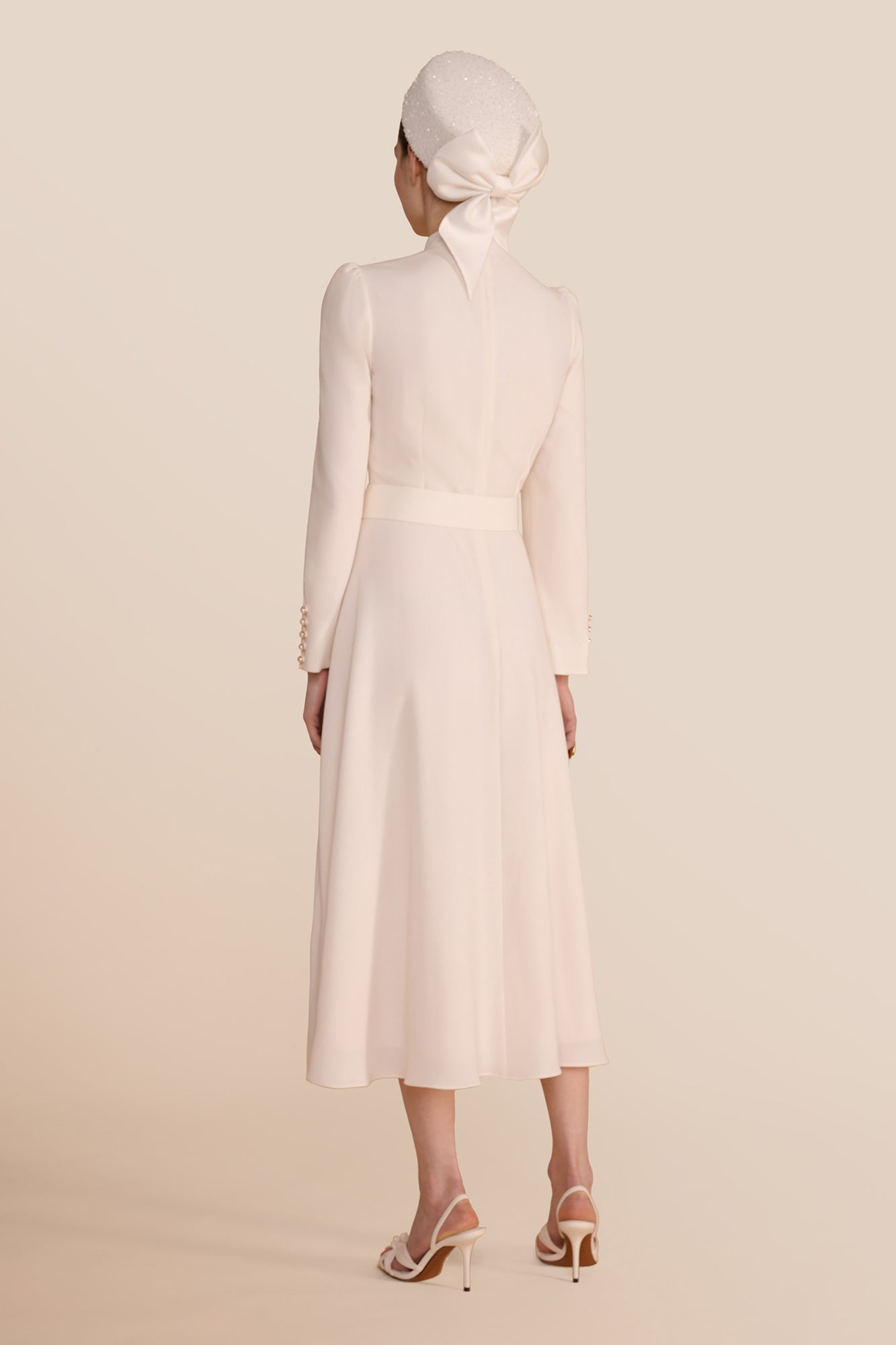 Ahana Cream Long Sleeve Dress