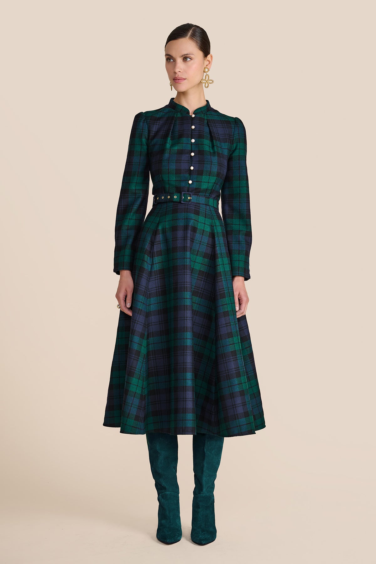 tartan dress long Ahana Green white short dresses for petite NEW IN ✨✨Midi Lace and Scottish weddings Cor:SEED GREEN