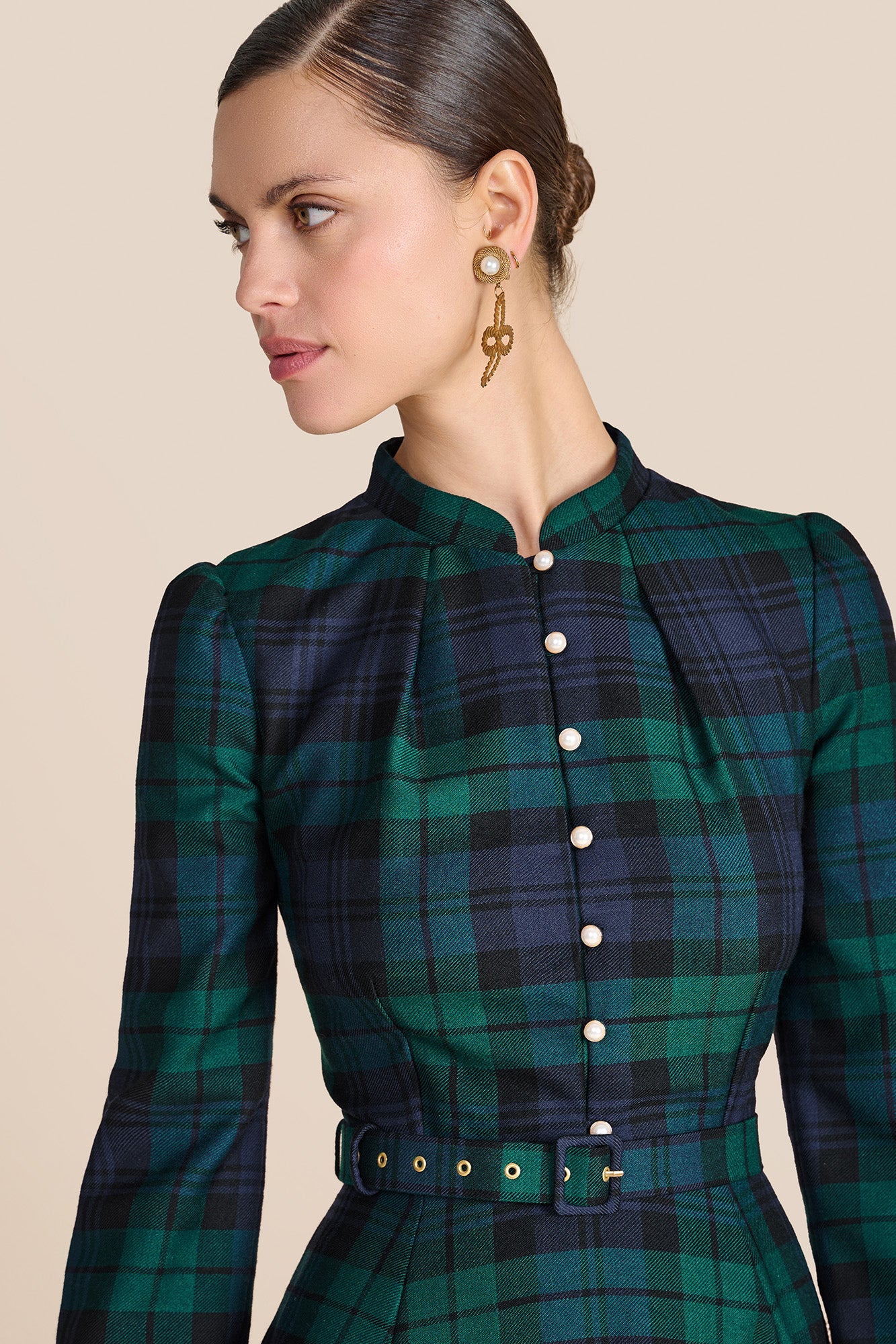 Ahana Evergreen Tartan Dress