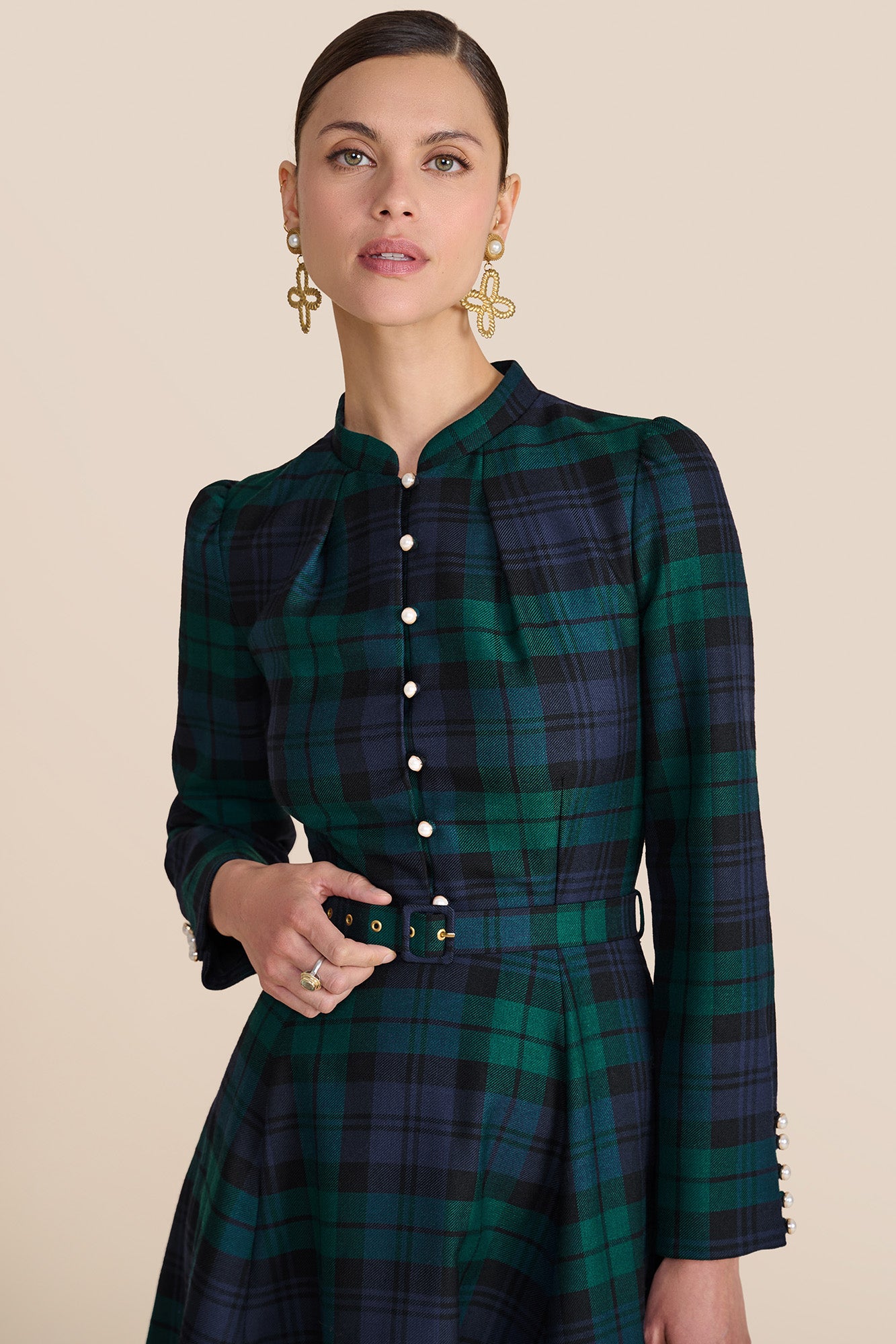 Ahana Evergreen Tartan Dress