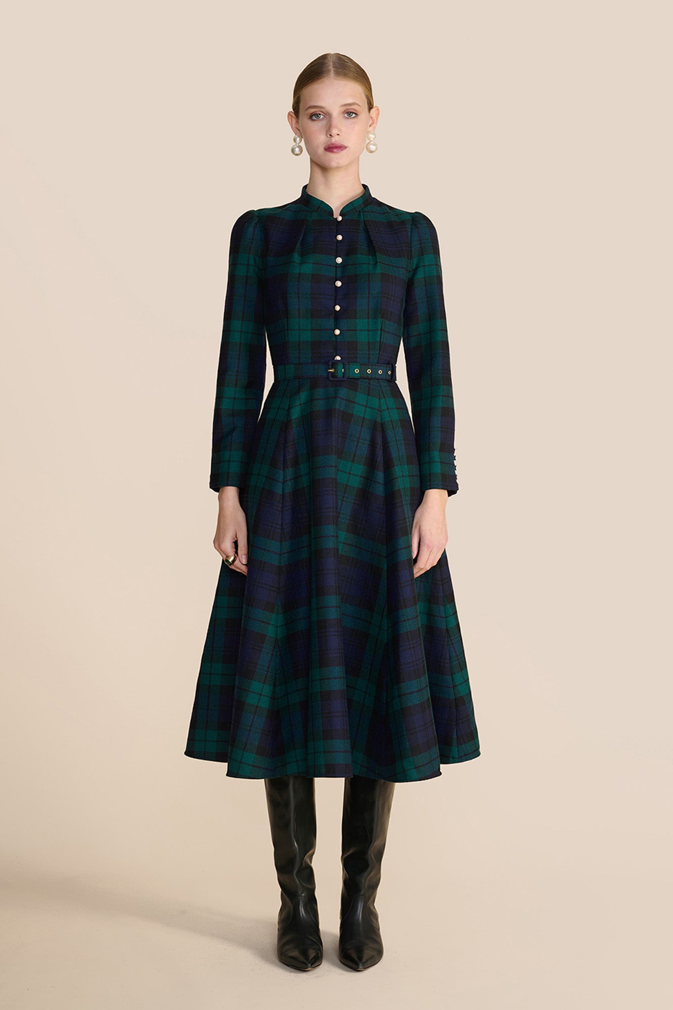 ganni green wool dress GANNI Green Floral Print Wrap Dress Size S – alineconsignment main image 1