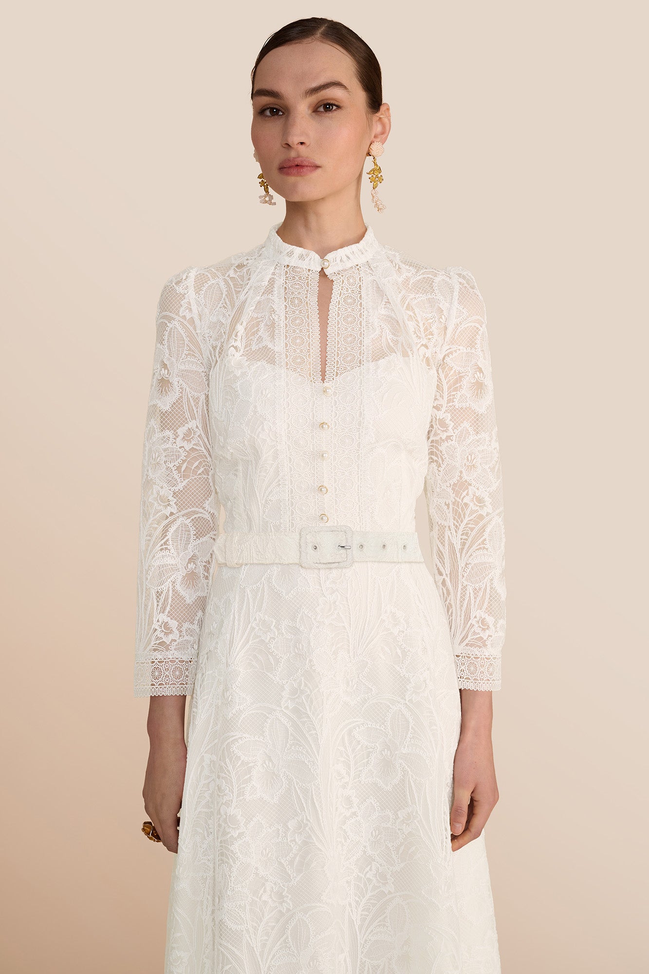 Ahana Cream Lace Dress