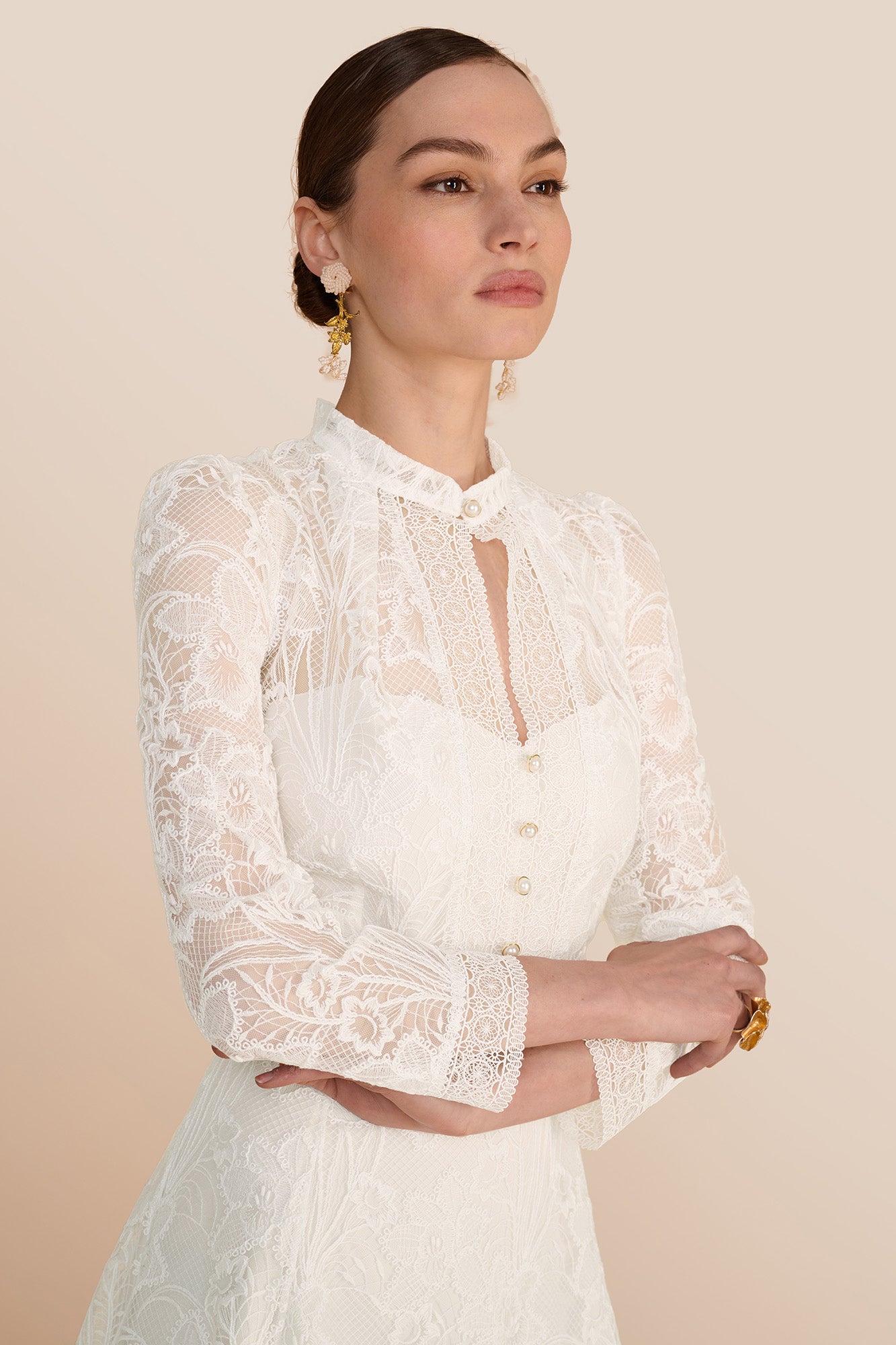 Ahana Cream Lace Dress