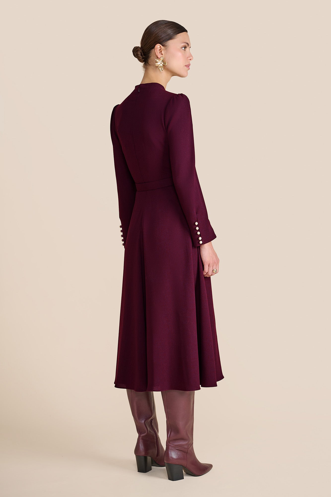 Ahana Plum Long Sleeve Dress