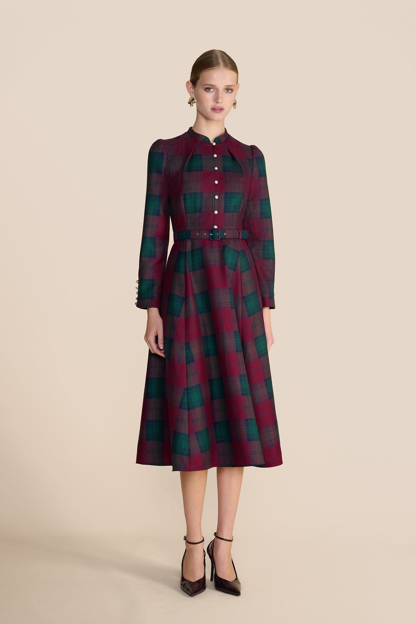 Ahana Crimson Tartan Dress