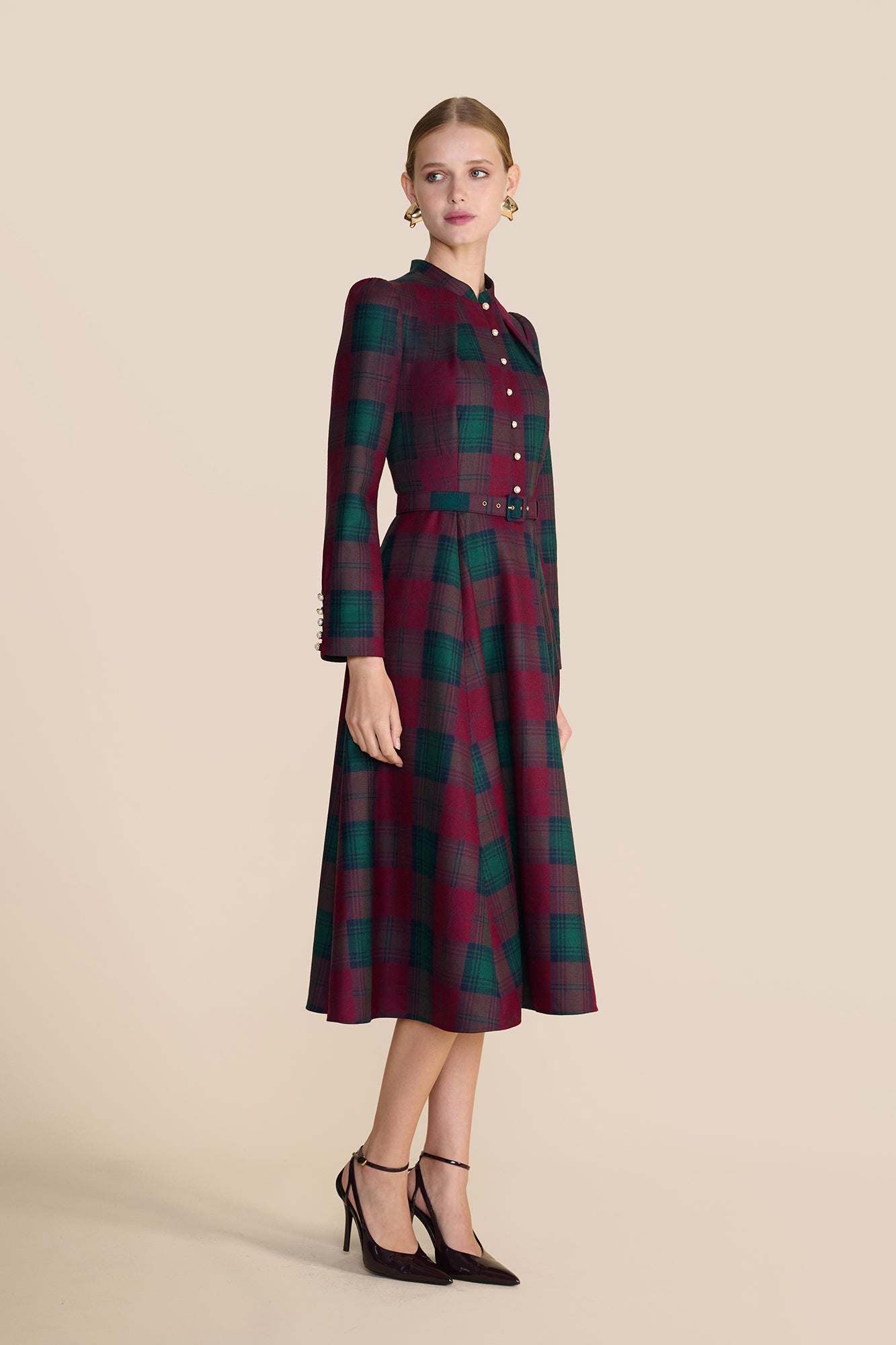 Ahana Crimson Tartan Dress