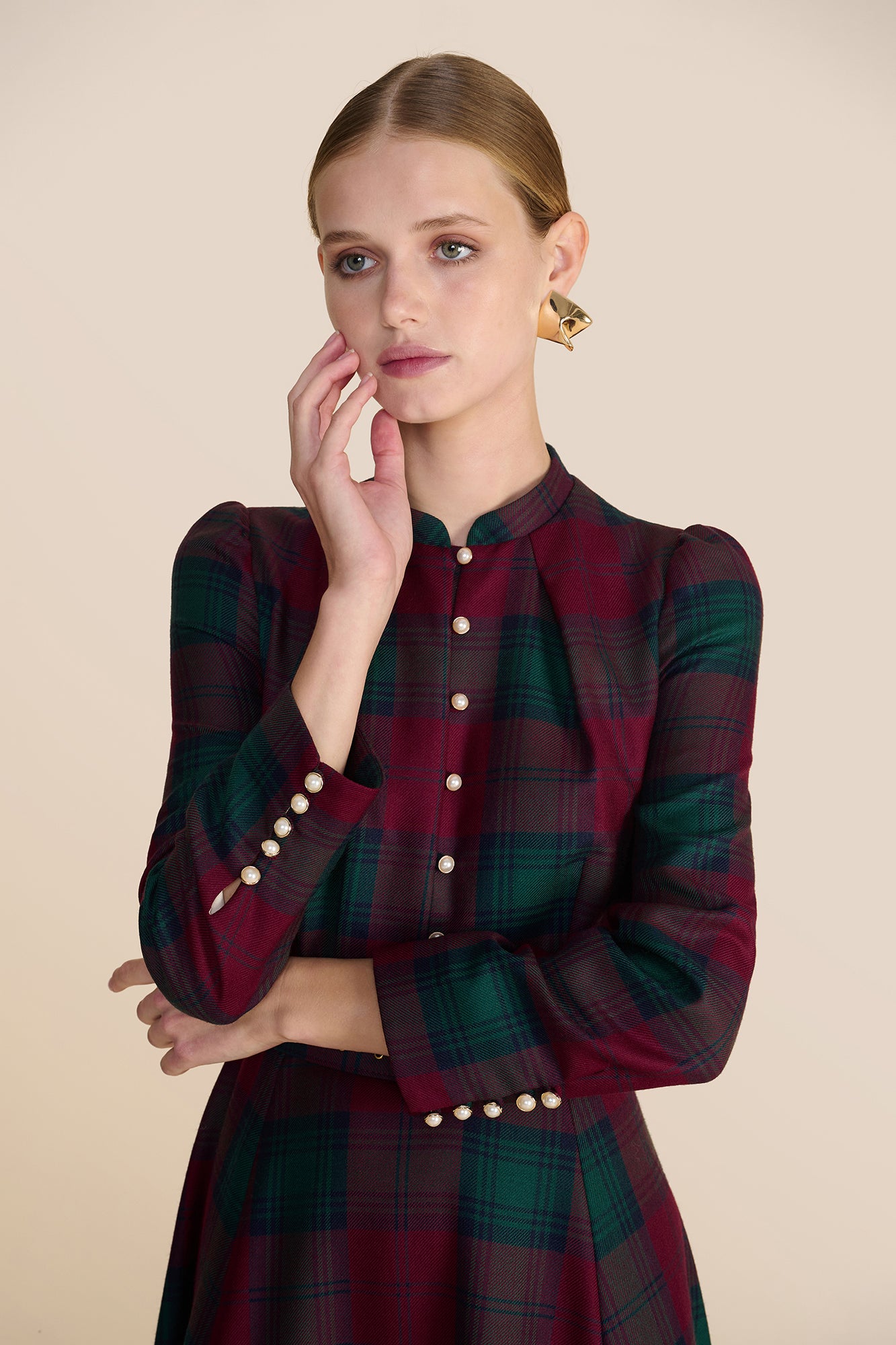 Ahana Crimson Tartan Dress