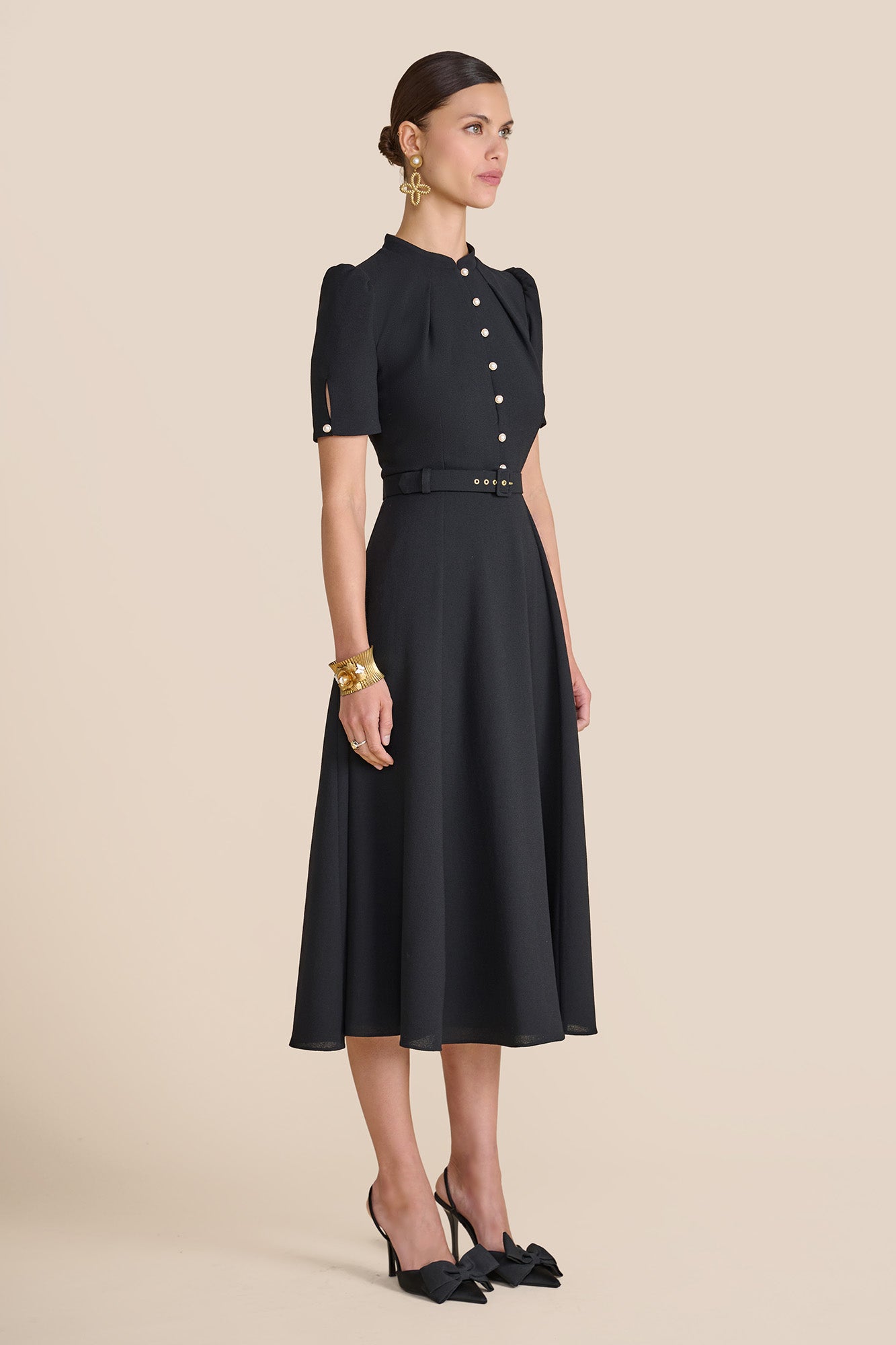Ahana Black Short Sleeve Dress