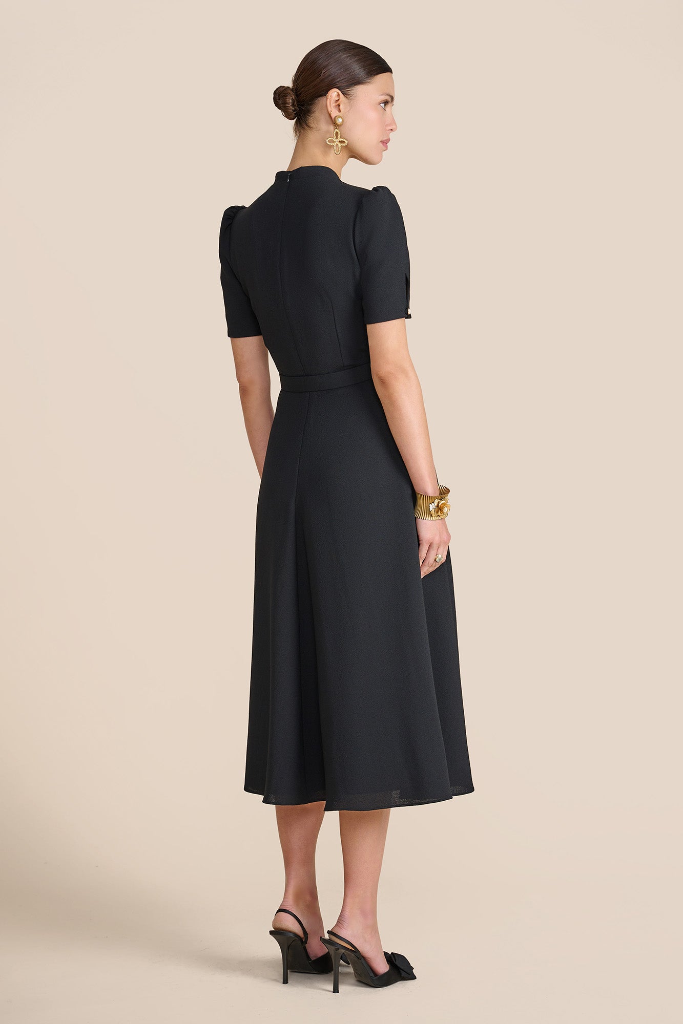 Ahana Black Short Sleeve Dress
