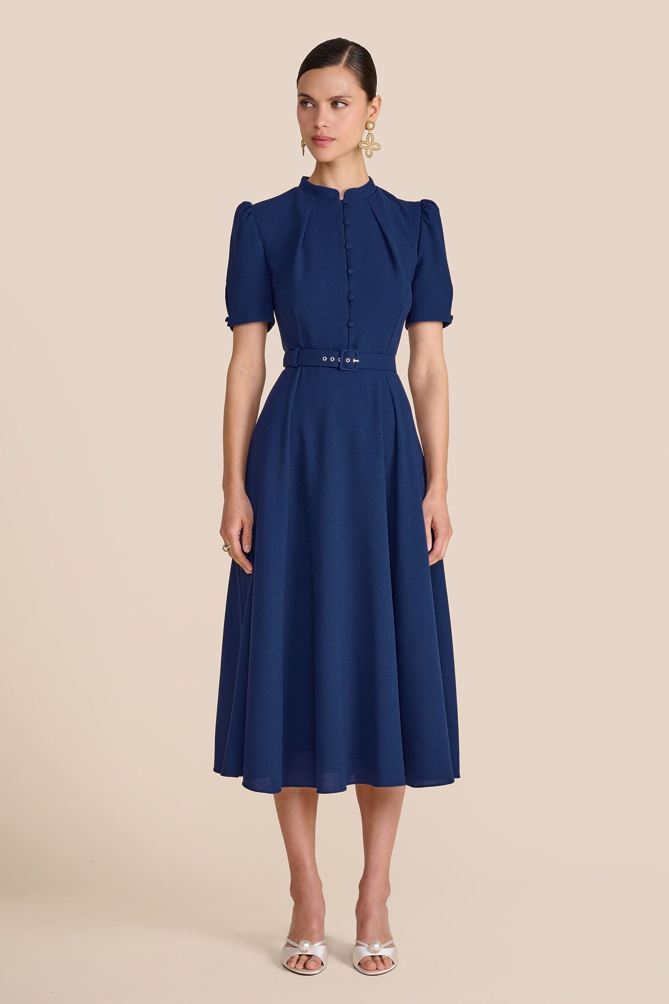 Ahana Navy Short Sleeve Dress