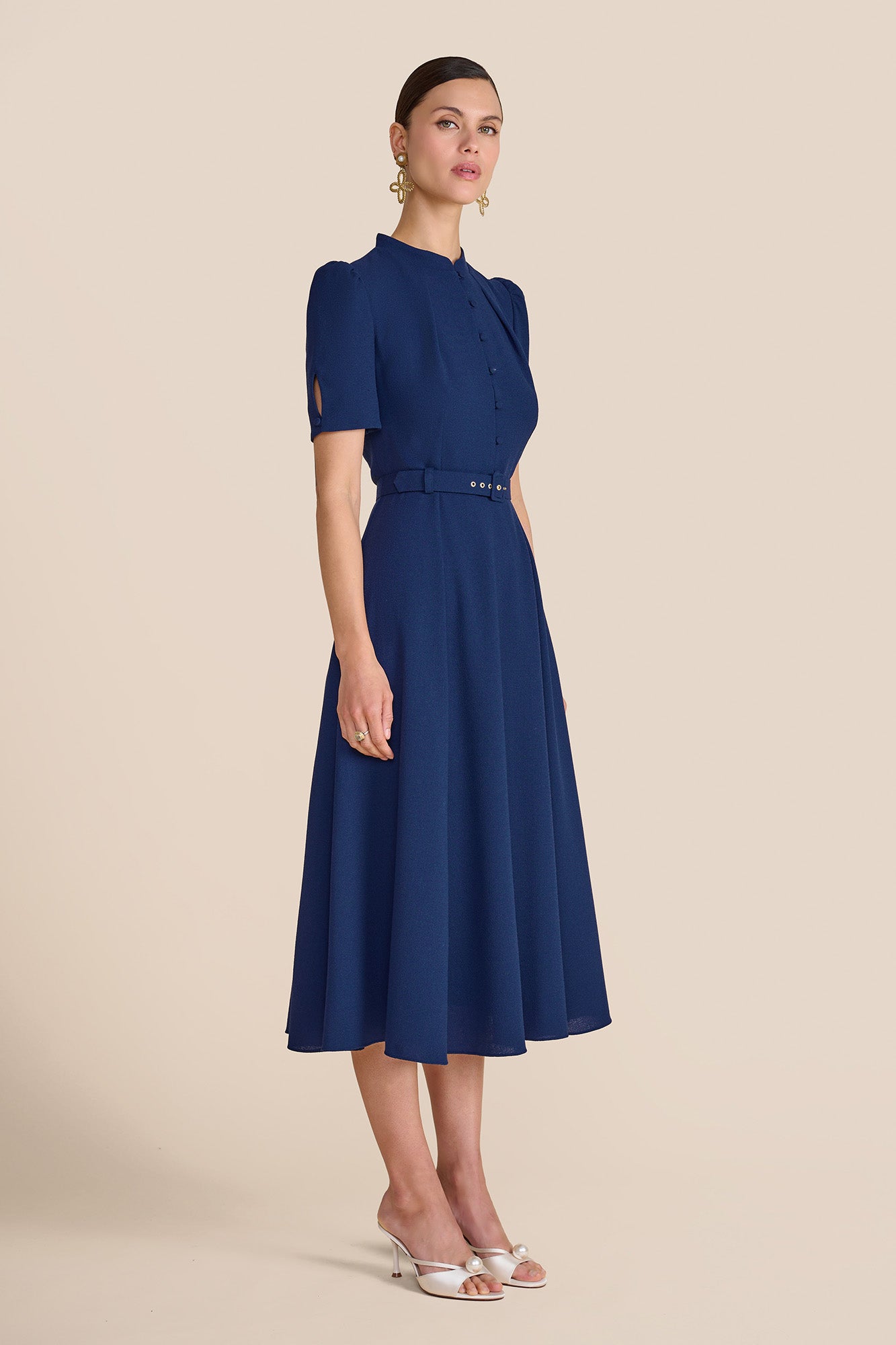 Ahana Navy Short Sleeve Dress