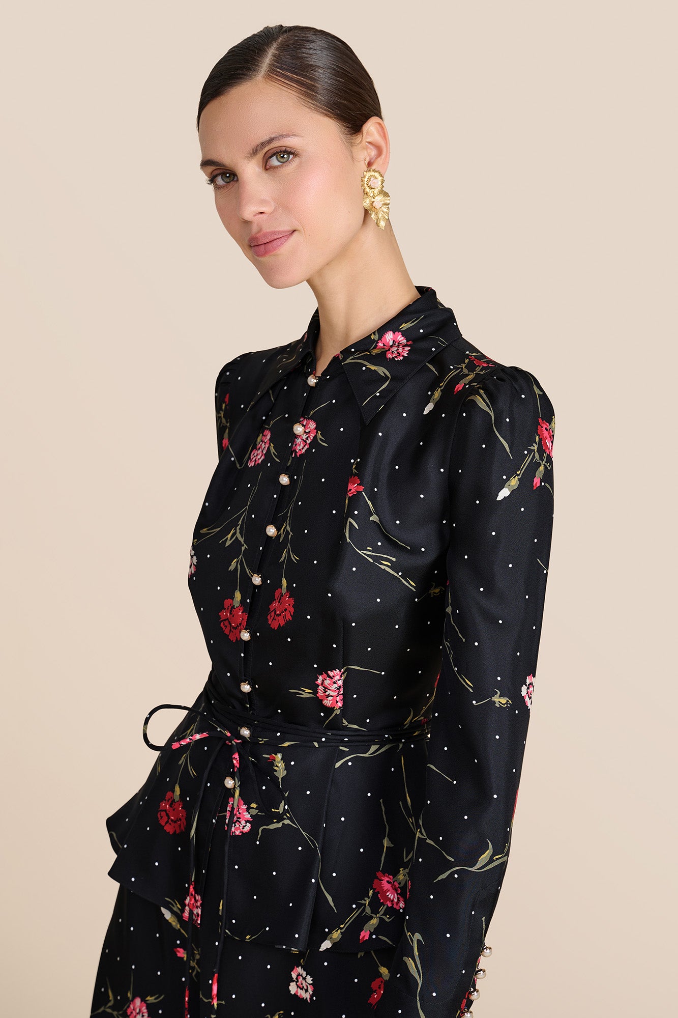 Ahana Black Carnation Blouse
