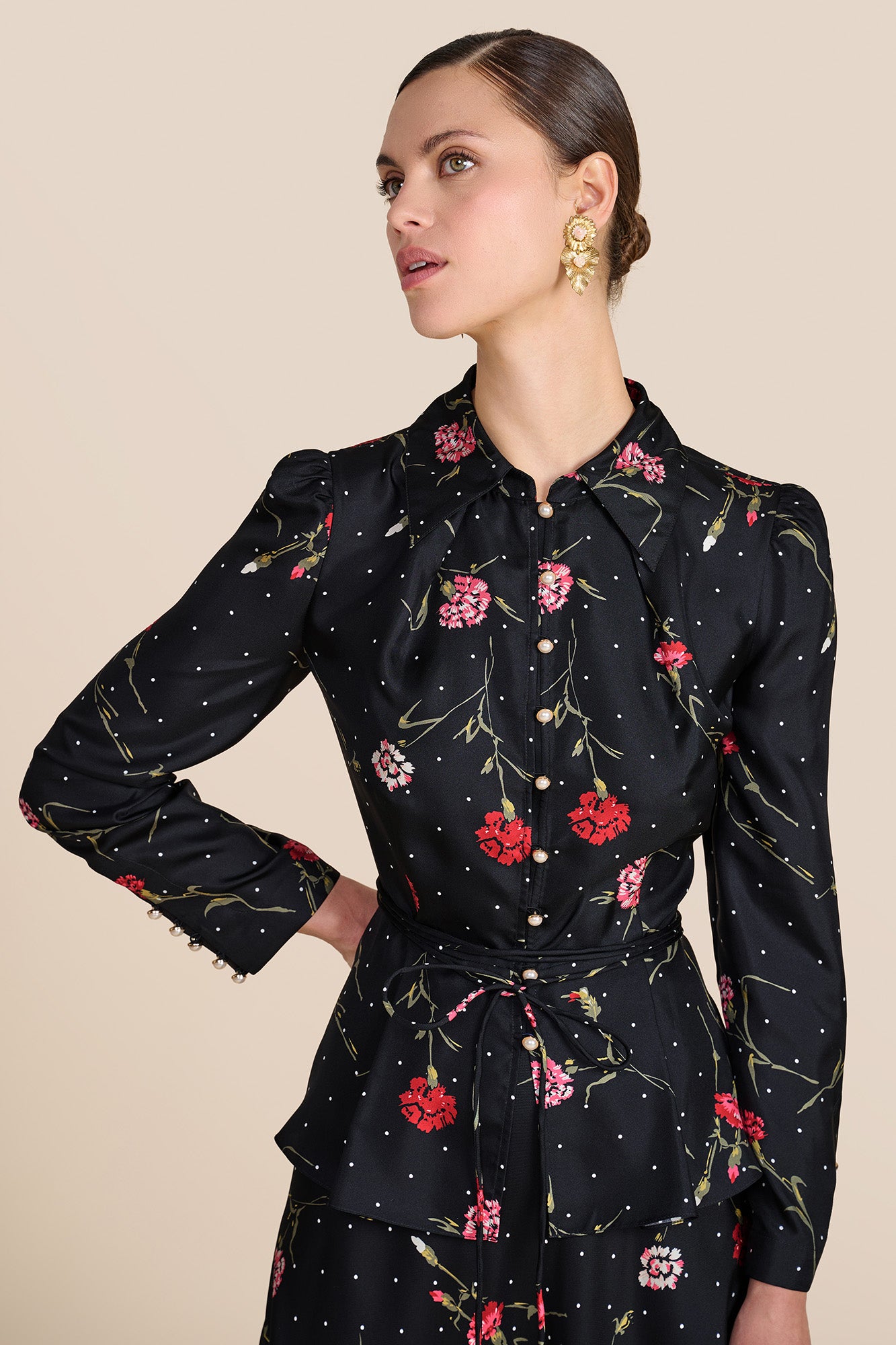 Ahana Black Carnation Blouse