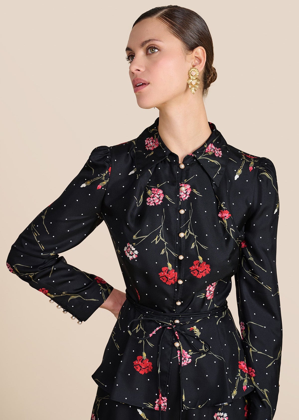 Ahana Black Carnation Blouse
