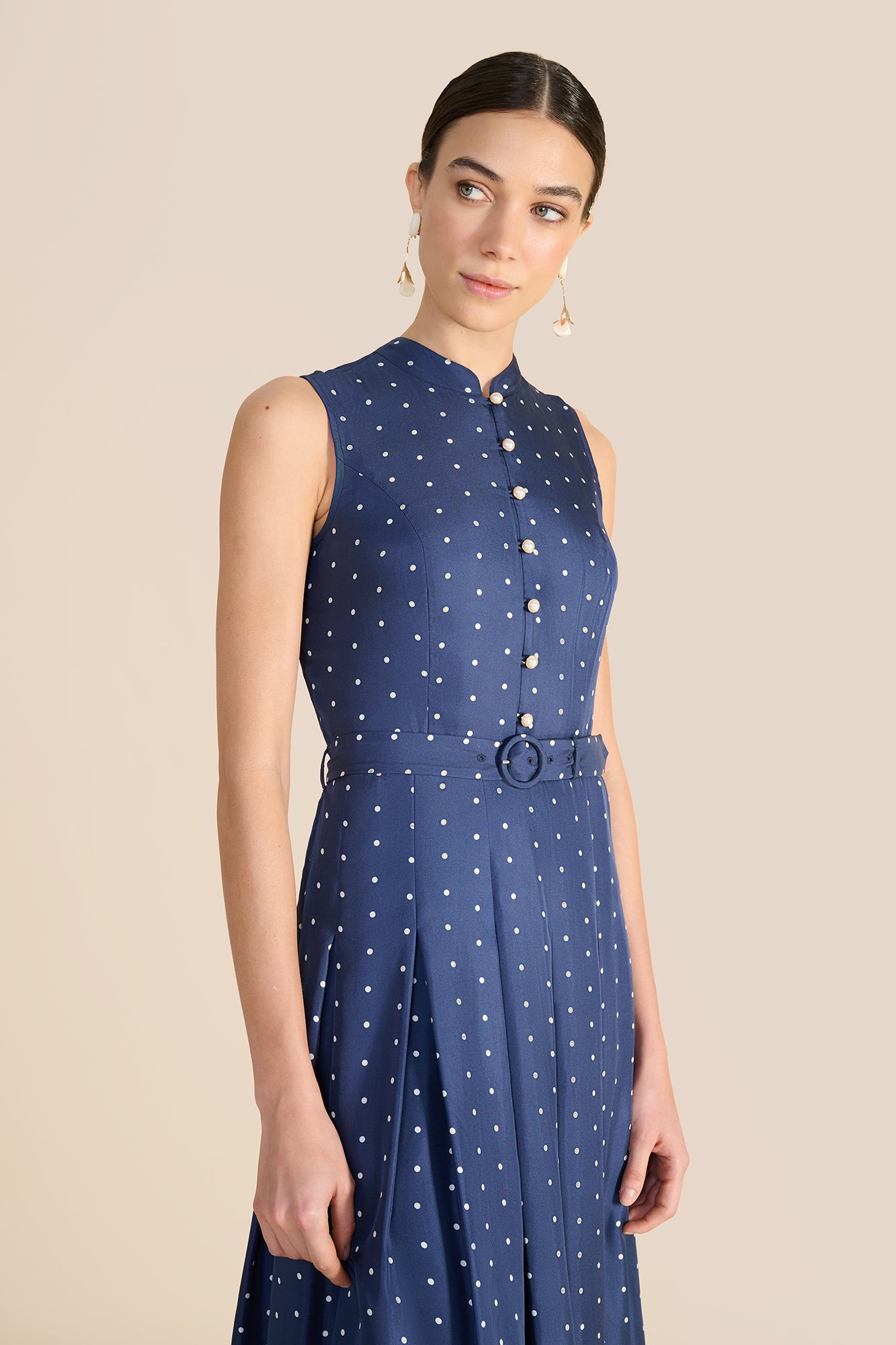 Annabel Navy & Ivory Polka Dot Dress
