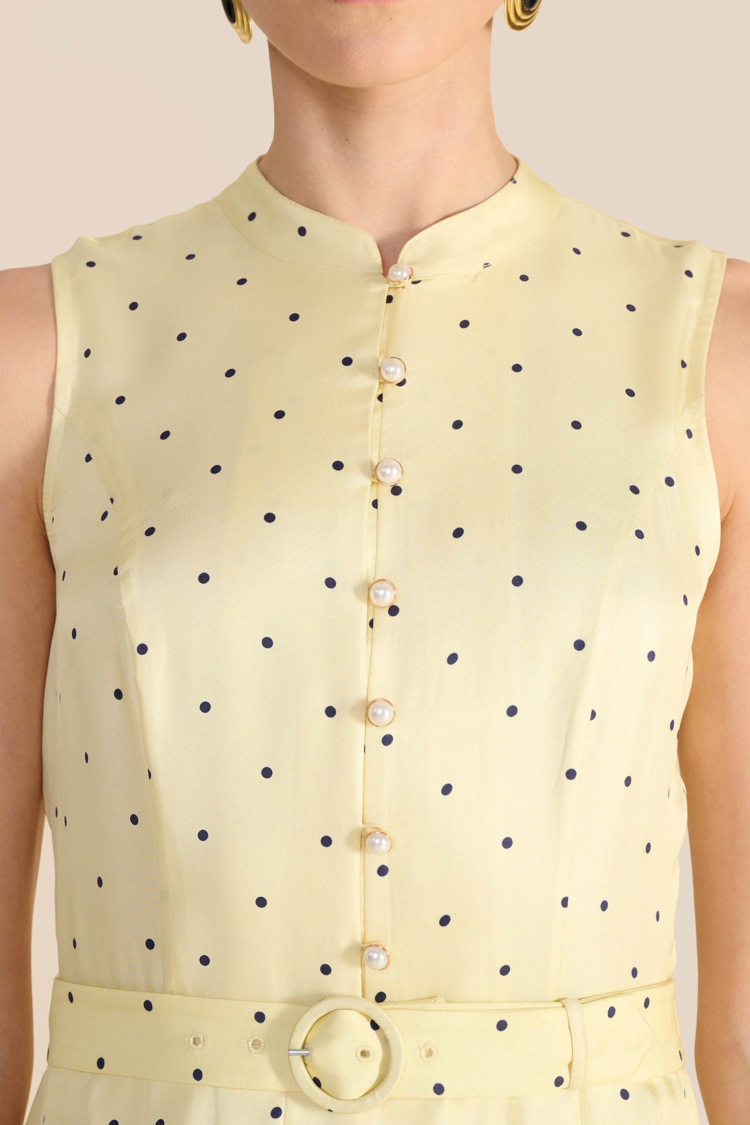 Annabel Yellow & Navy Polka Dot Dress
