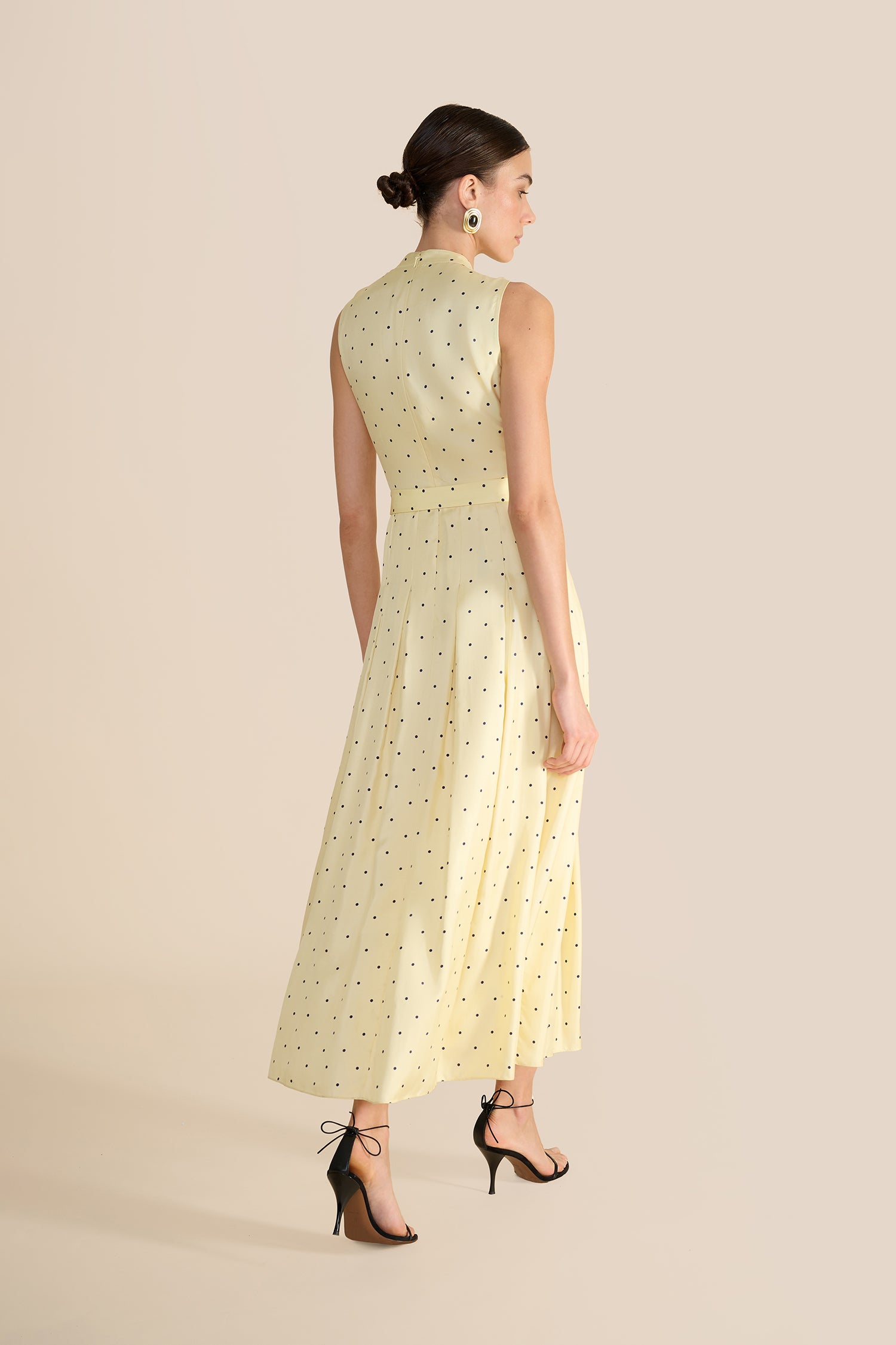 Annabel Yellow & Navy Polka Dot Dress