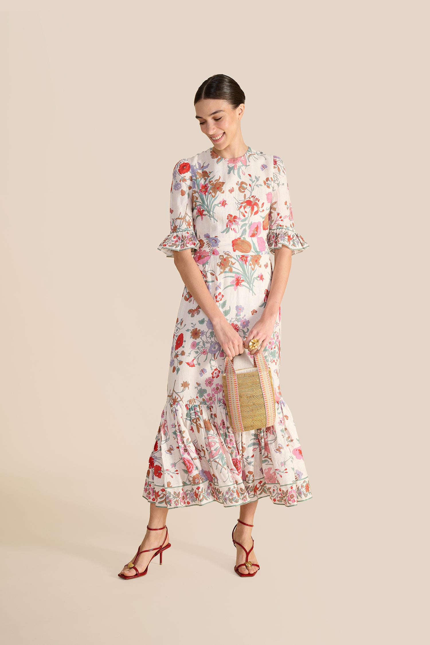 Aster White Floral Bouquet Dress