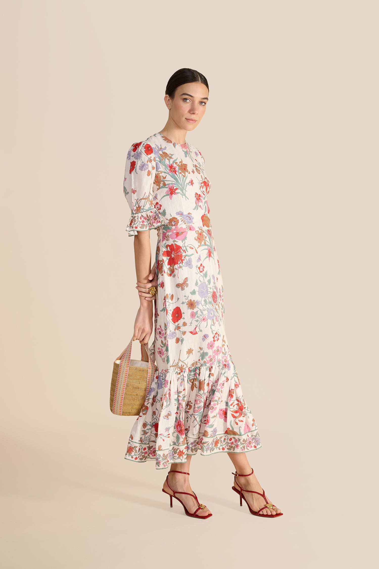 Aster White Floral Bouquet Dress