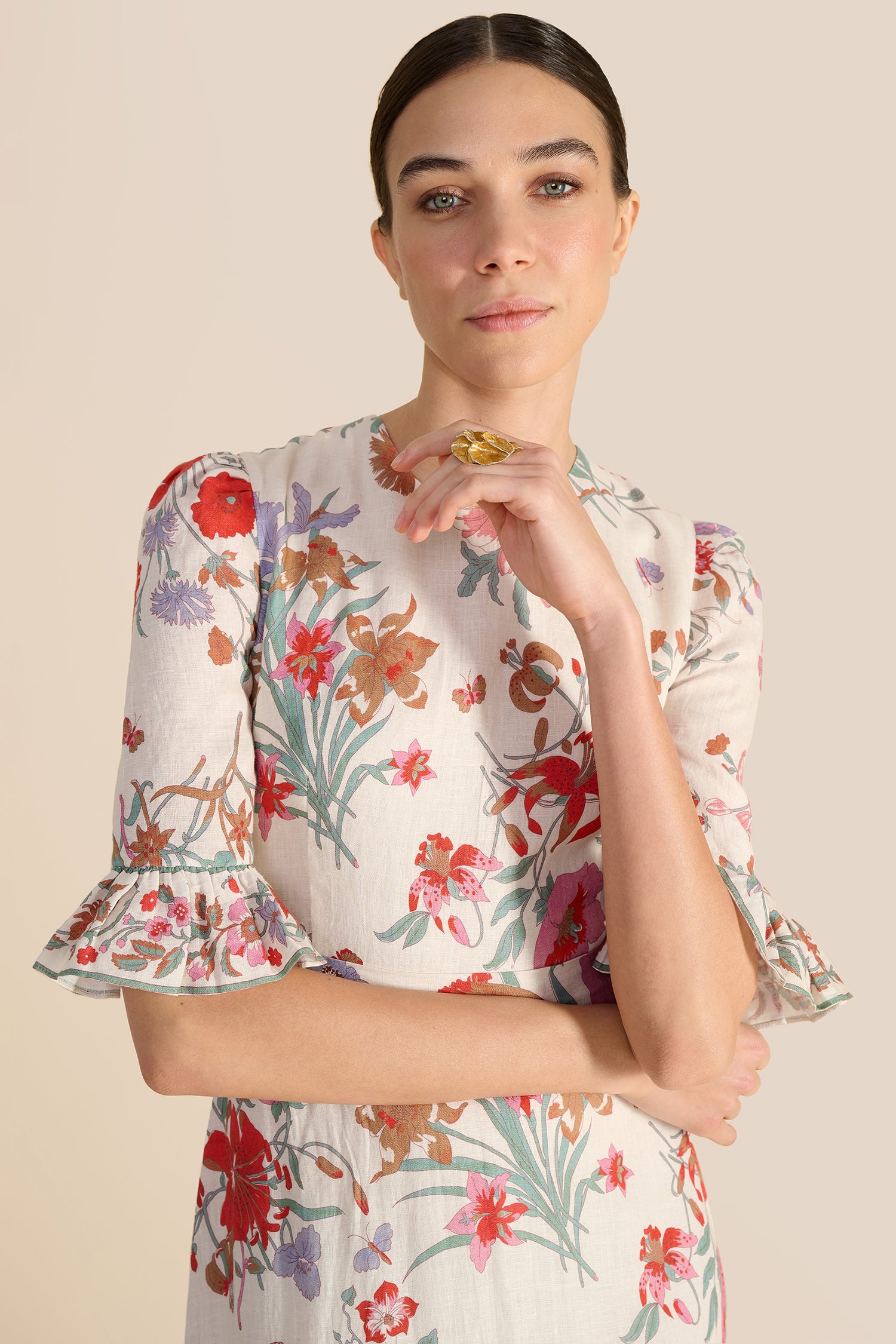 Aster White Floral Bouquet Dress