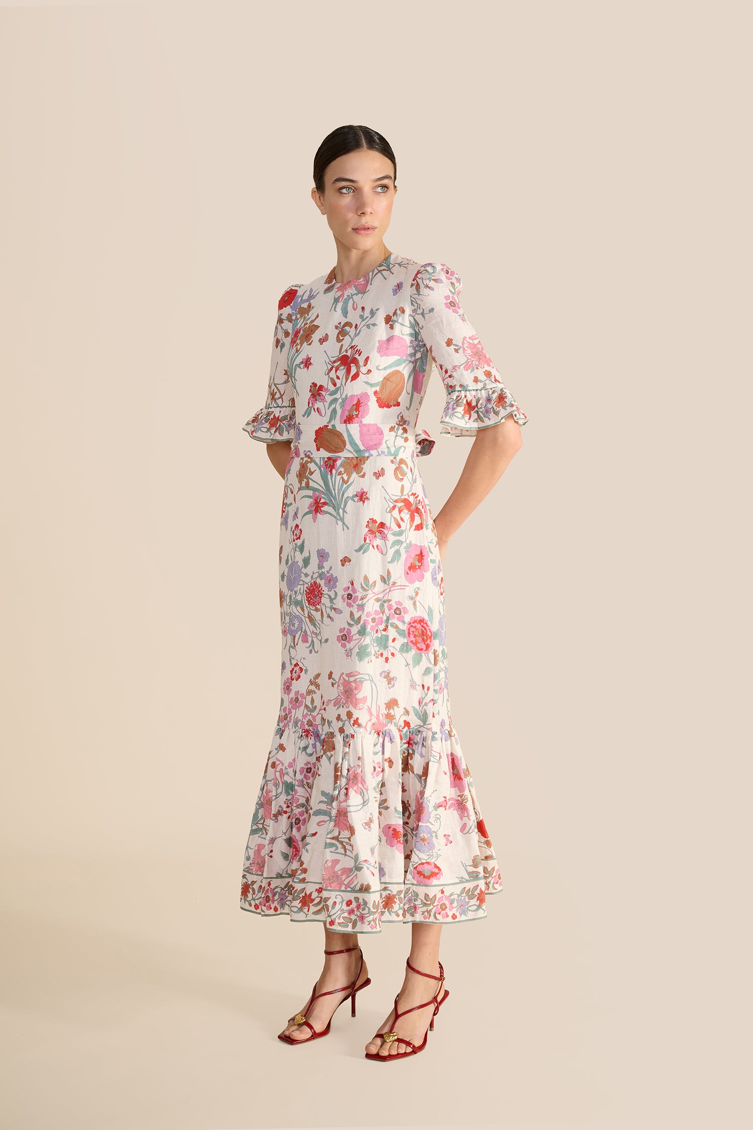 Aster White Floral Bouquet Dress