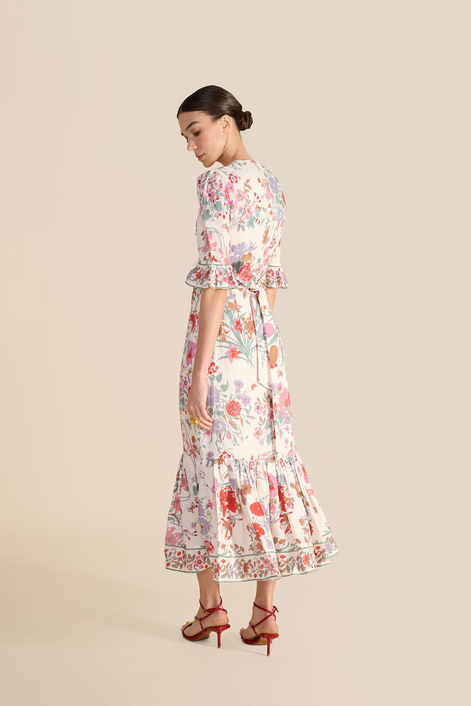 Aster White Floral Bouquet Dress