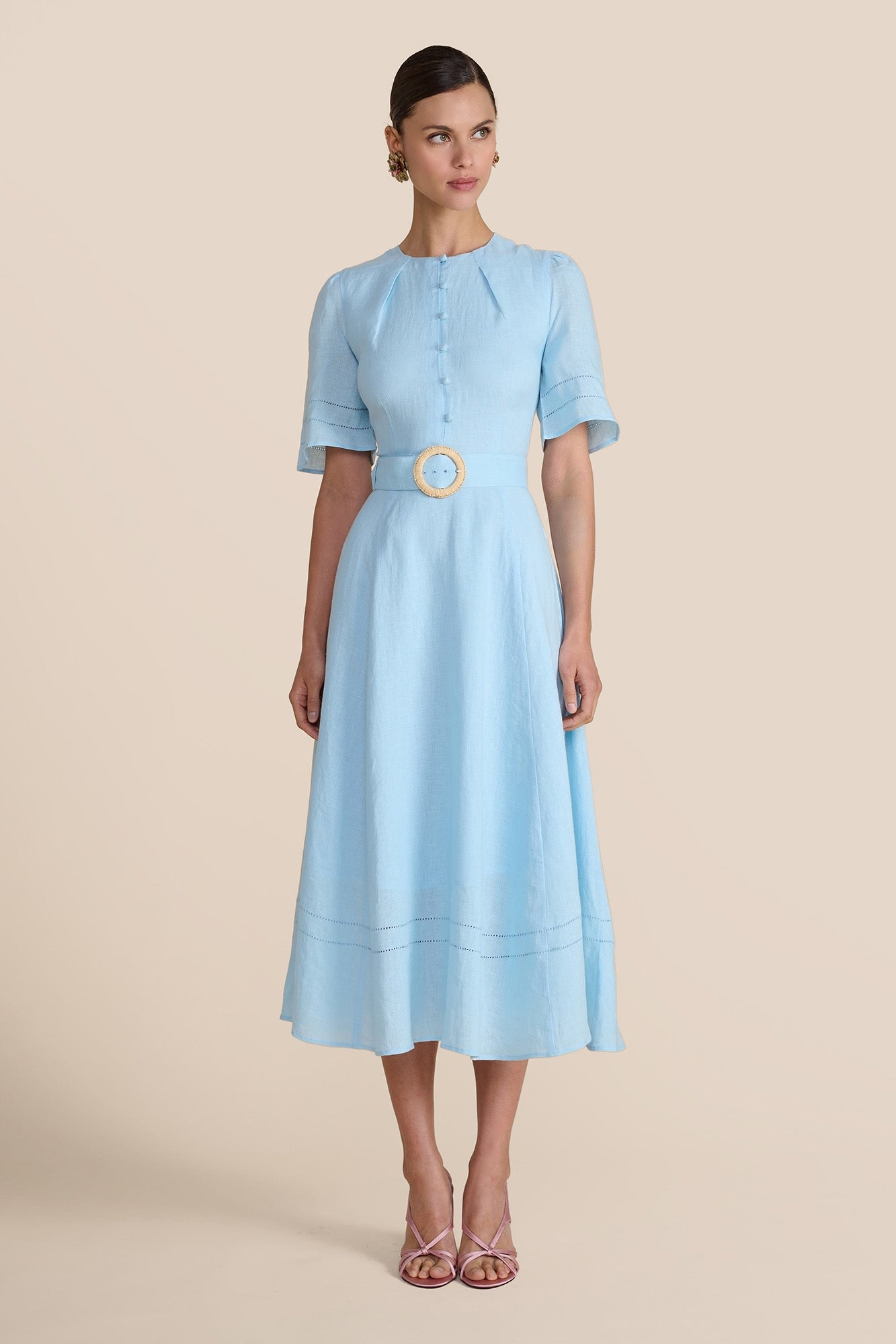 Aybra Linen Cornflower Dress