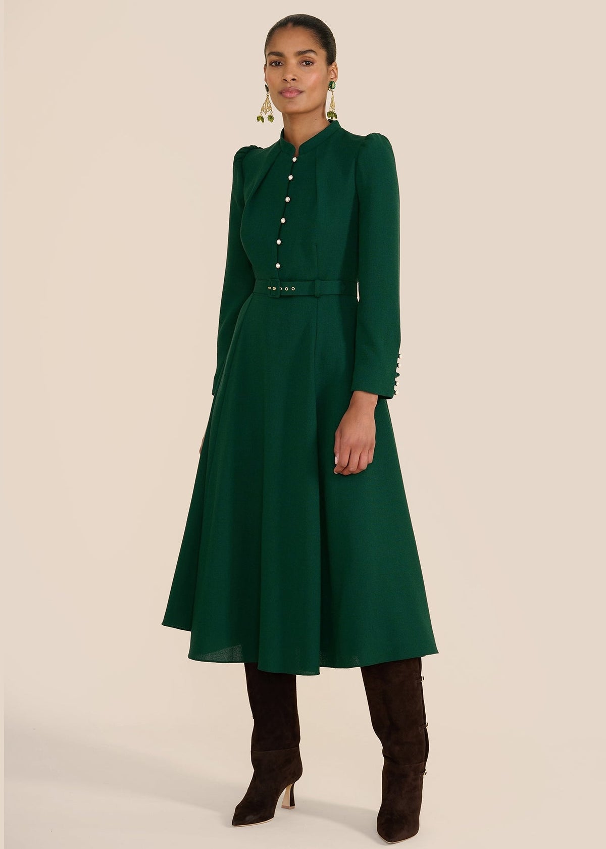 Ahana Evergreen Long Sleeve Dress