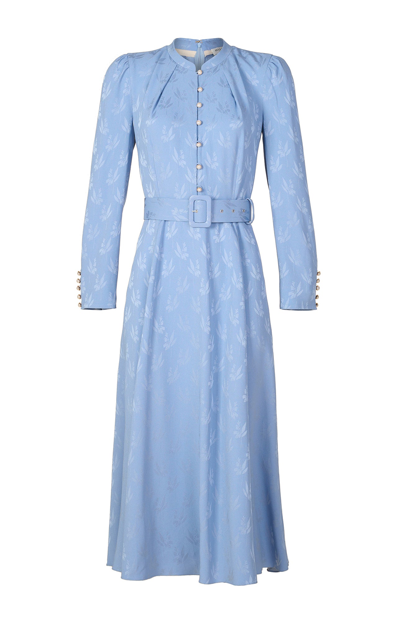 Ahana Floral Jacquard Long Sleeve Dress