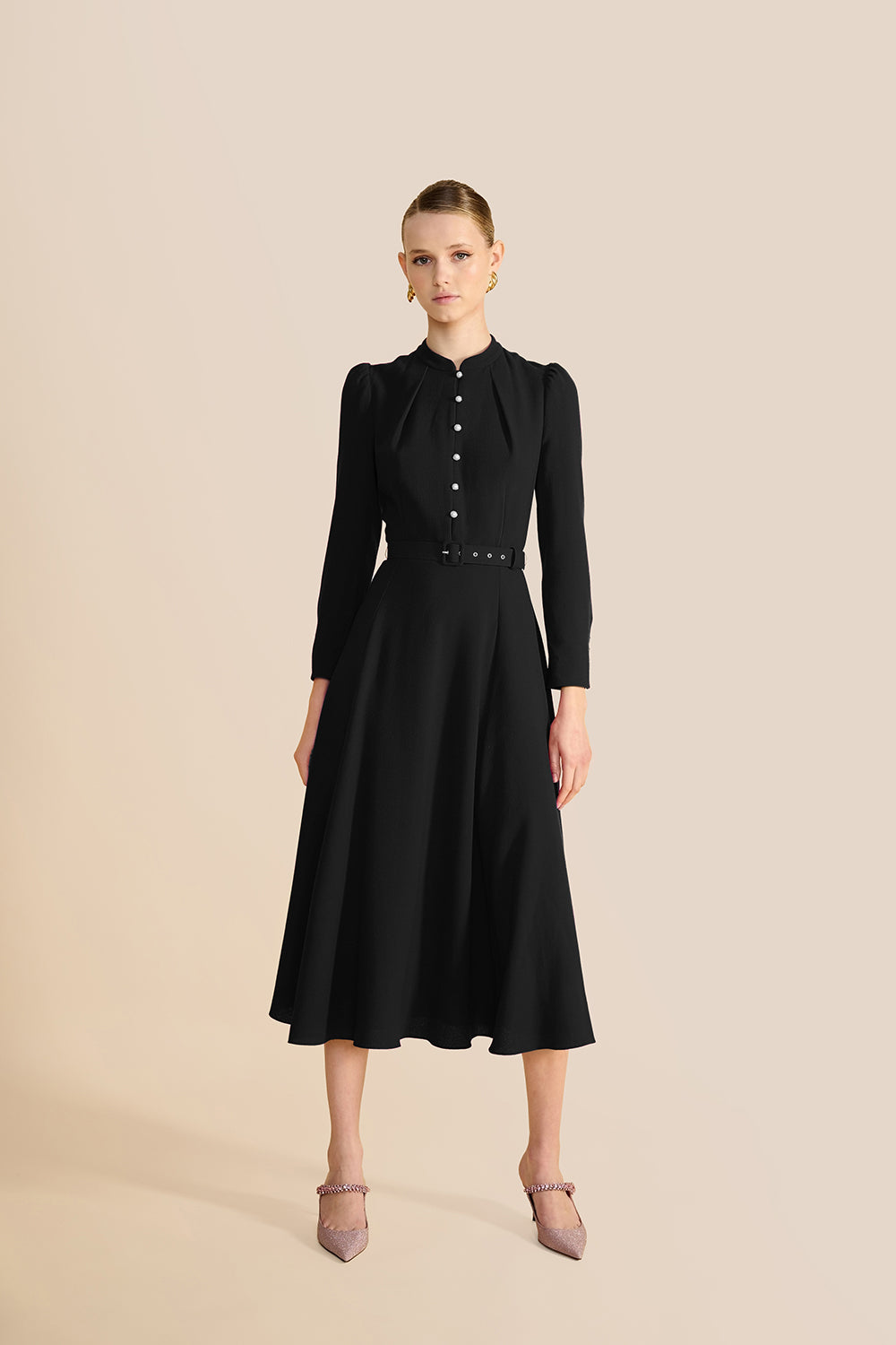 Ahana Black Long Sleeve Dress