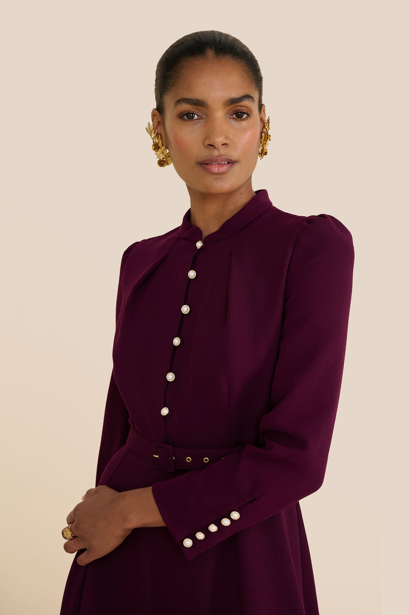 Ahana Plum Long Sleeve Dress