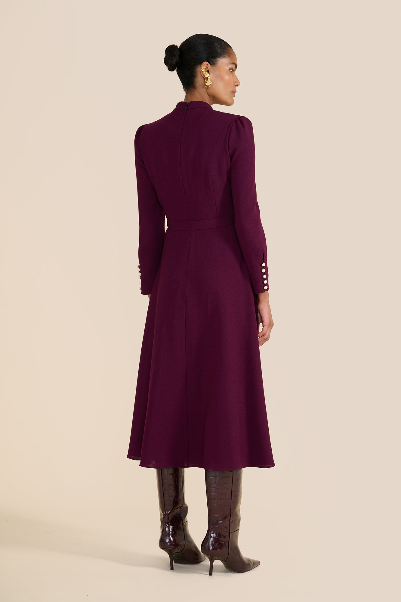 Ahana Plum Long Sleeve Dress