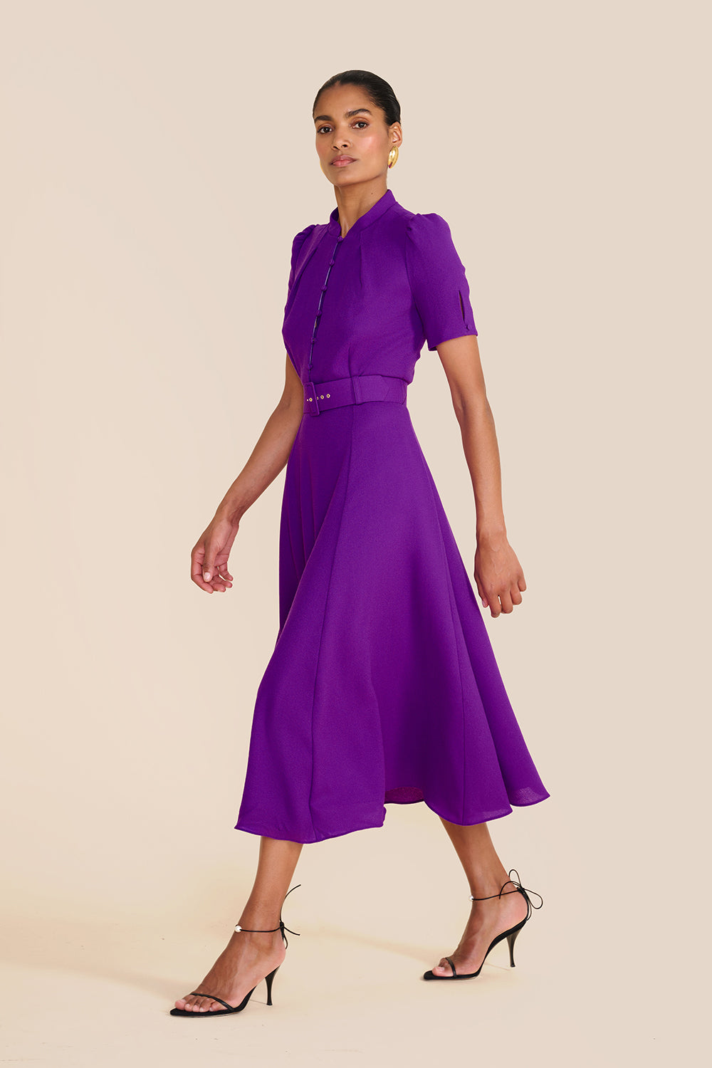 Ahana Bright Purple Short Sleeve Dress