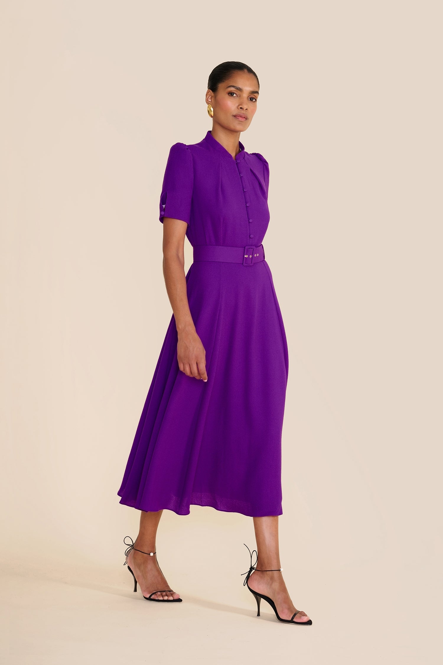 Ahana Bright Purple Short Sleeve Dress