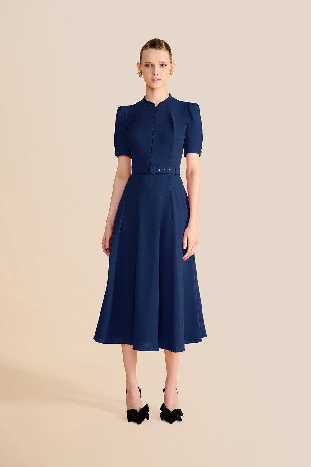 Ahana Navy Short Sleeve Dress