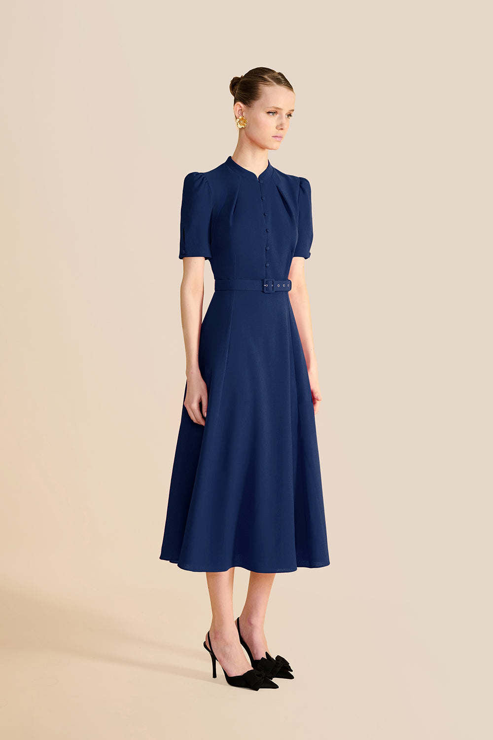 Ahana Navy Short Sleeve Dress