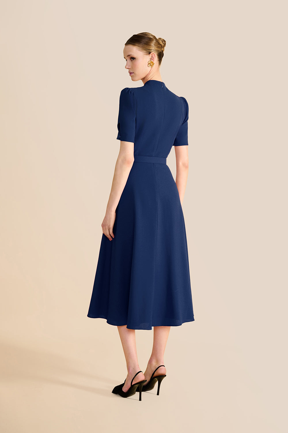 Ahana Navy Short Sleeve Dress