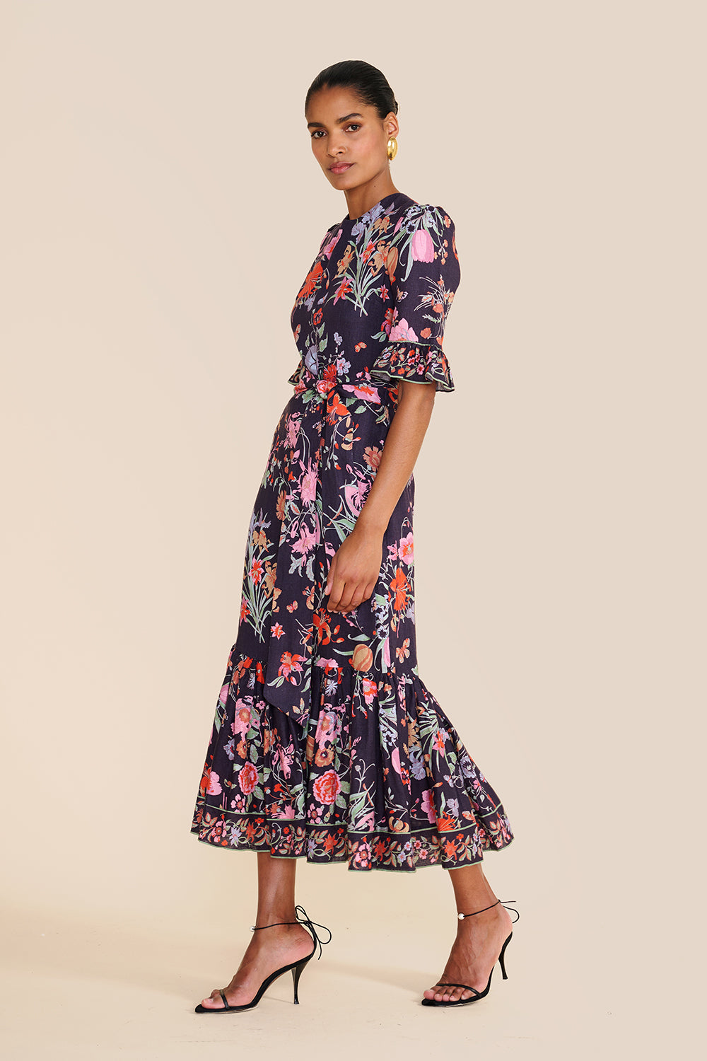 Aster Navy Floral Bouquet Dress
