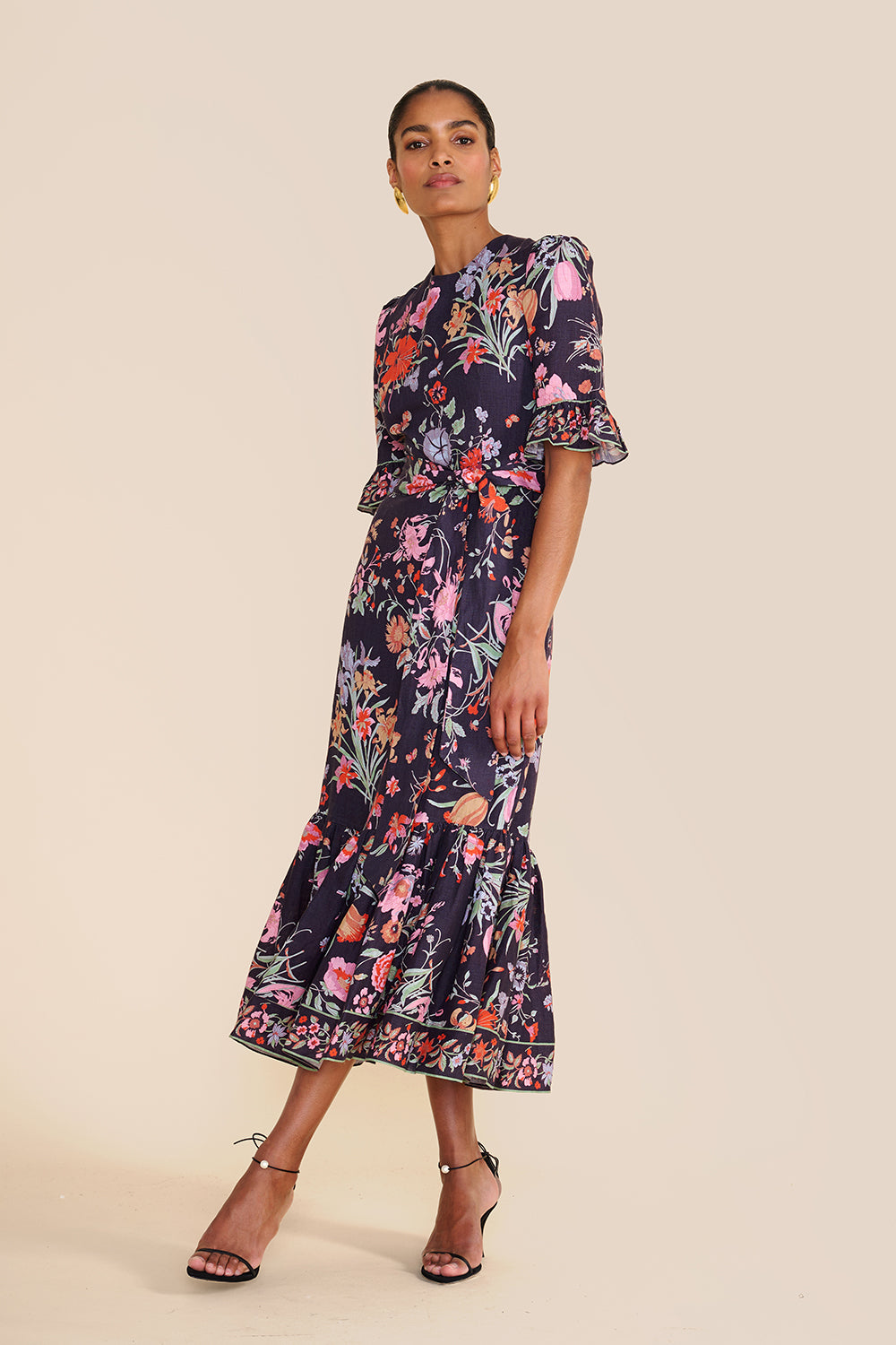 Aster Navy Floral Bouquet Dress