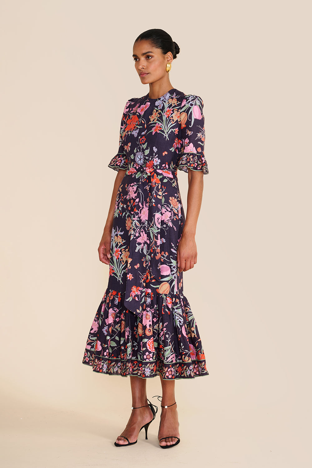 Aster Navy Floral Bouquet Dress